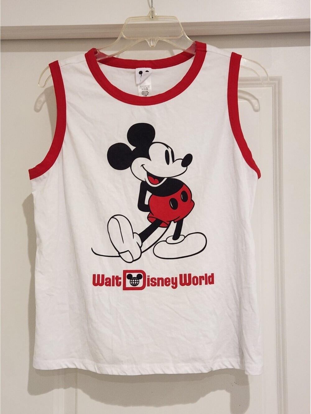 Vintage Disney Walt Disney World Mickey Mouse Tank Top White/Red/Black Size L